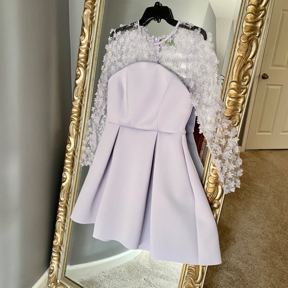 Lavender ASOS Sheer Sleeve Scuba Cocktail Dress 10 - Picture 5 of 5
